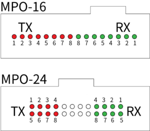 MPO-16コネクタとMPO-24コネクタ