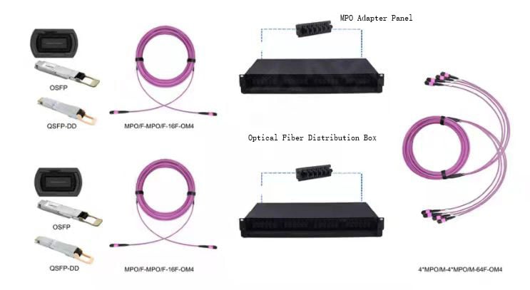 QSFP-DD 400G SR8 Wiring Scheme
