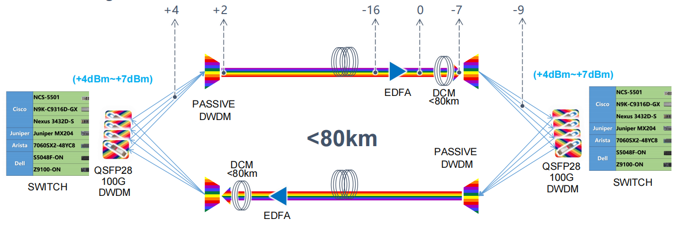 100G DWDM QSFP28 80km 솔루션