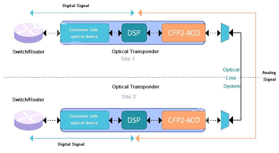 CFP2-ACO DWDM transmission system