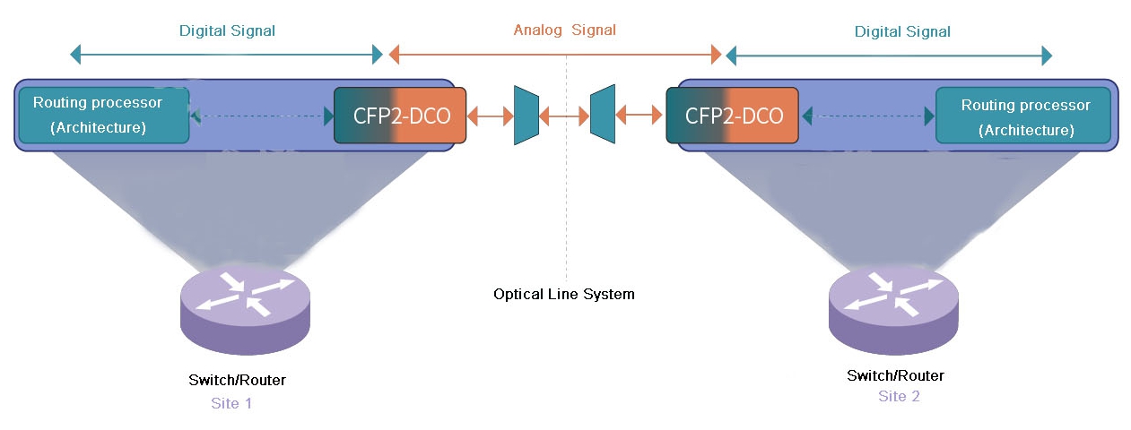 Передача DCO DWDM в маршрутизаторе или коммутаторе