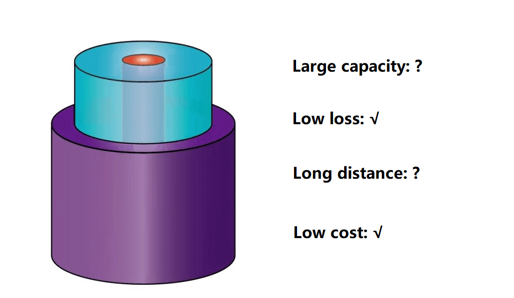 large capacity for long distances has not been achieved.