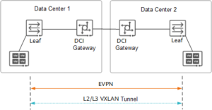 Schematic diagram of an end-to-end VXLAN tunnel