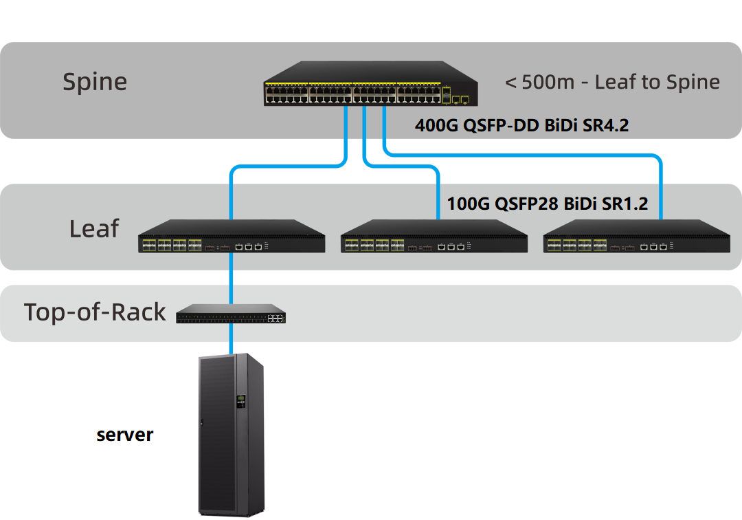 Data center topology of leaf ridge architecture