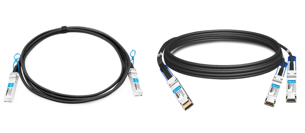 FiberMall's 25G DAC Cable (left) and 200G 1-in-2 DAC Cable (right)