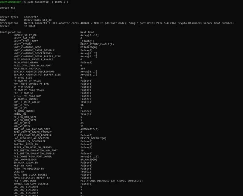 NVIDIA ConnectX 7 MCX75310AAS NEAT Mlxconfig