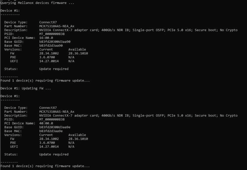 NVIDIA ConnectX 7 MT2910 MT2910 MLNX_OFED_LINUX 펌웨어 업데이트 설치