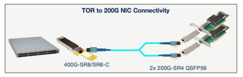 TOR から 200G NIC への接続