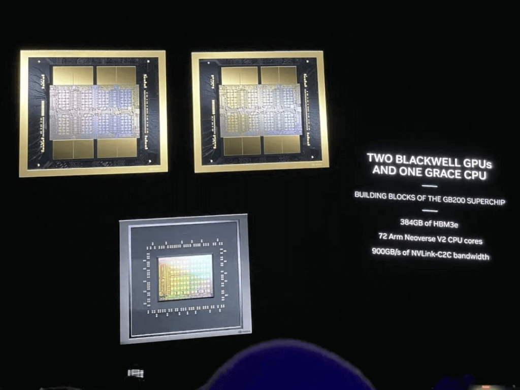 このチップは 2 つの Blackwell GPU を 1 つの NVIDIA Grace CPU に接続します。