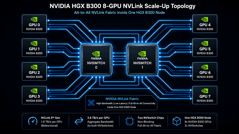 HGX B300 GPU + NVSwitch Scale-up Fabric
