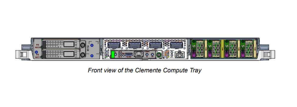 Front view of the Clemente Compute Tray