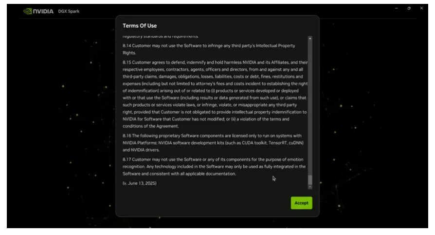 Read and accept the terms