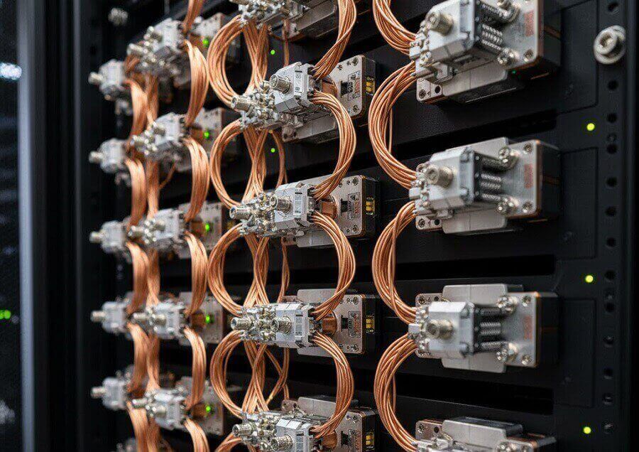 the rear Copper Spine backplane within an AI data center rack