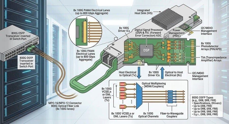 Coherent Optical Module Exploded View 800G OSFP-Transceiver: Leistungsanalyse für KI-Rechenzentren ...