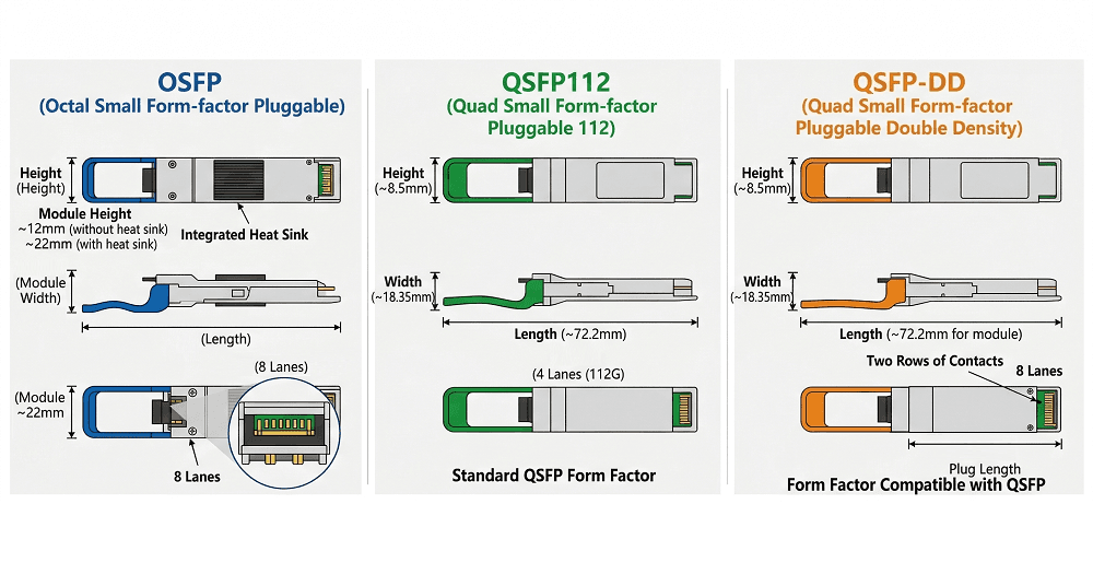 Quick Comparison OSFP vs QSFP-DD vs QSFP112