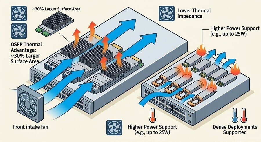 800g osfp and qsfp-dd Thermal Management Capabilities