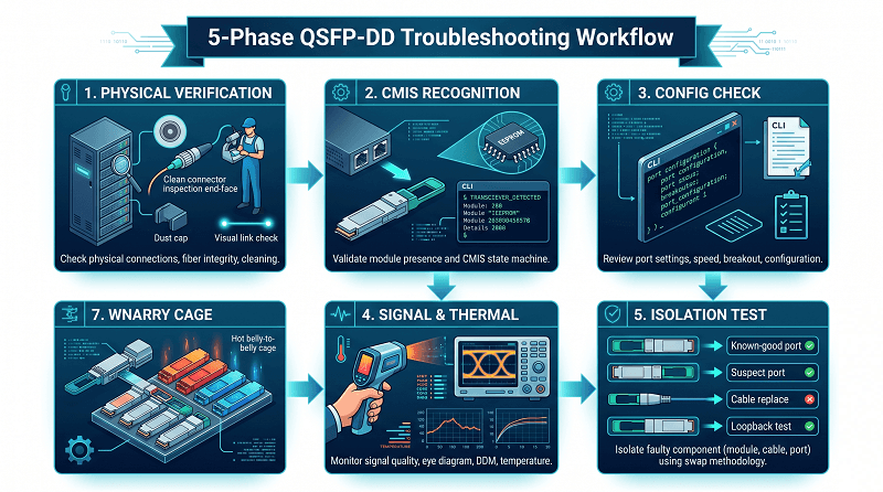 5-Phase QSFP-DD Troubleshooting Workflow