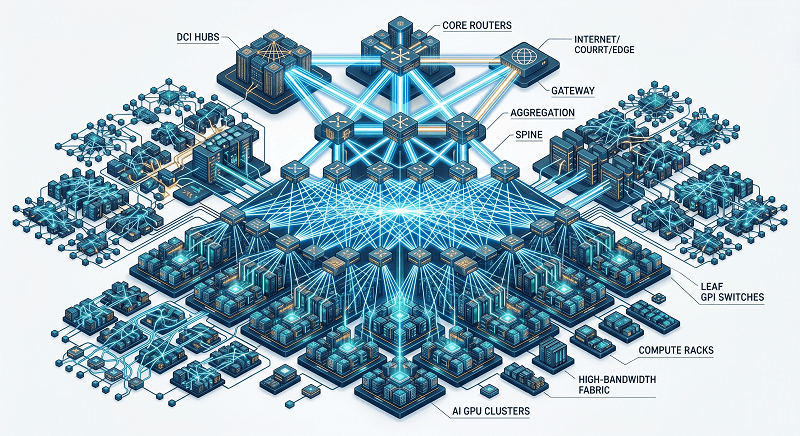 AI data center network topology