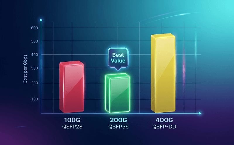 Cost Per Gigabit QSFP56 vs QSFP28 vs QSFP-DD