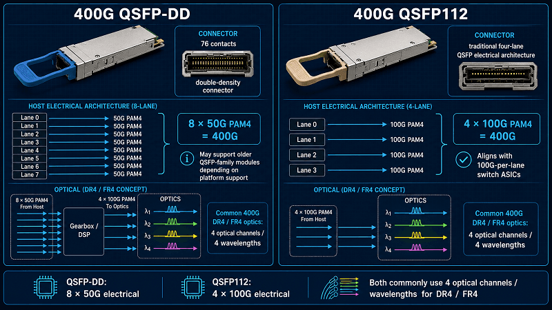 QSFP112 (400G) and the QSFP-DD vs QSFP112 Choice