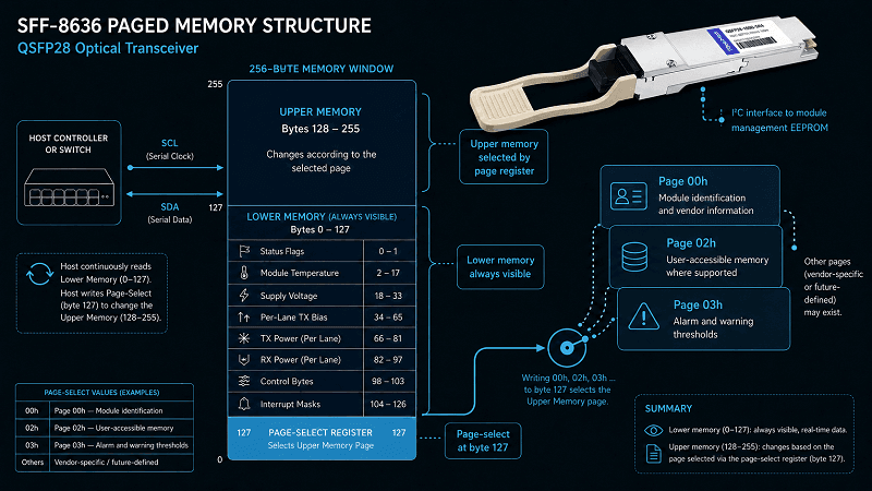 QSFP28 and the SFF-8636 EEPROM Layout