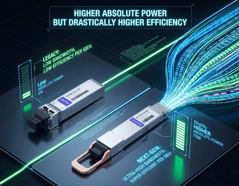 Why QSFP Power Consumption per Gigabit Beats Total Module Power