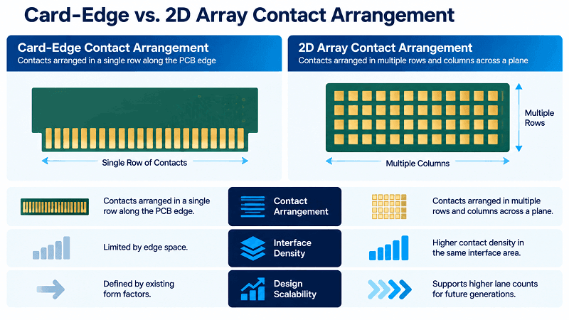 2D Array vs. Card-Edge Contact Arrangement