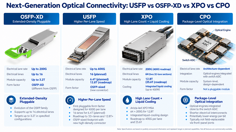 USFP vs OSFP-XD vs XPO vs CPO
