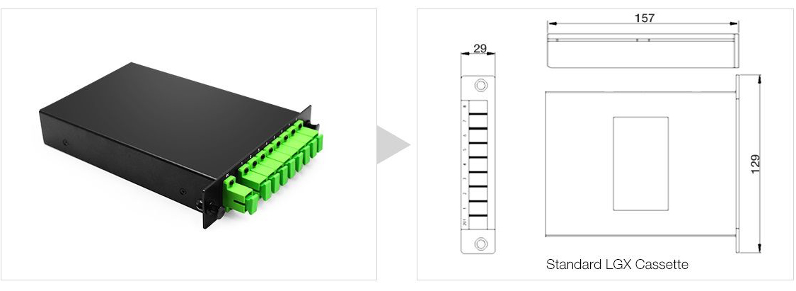 1x8 PLC Fiber Splitter, Standard LGX Cassette, SC/APC SM