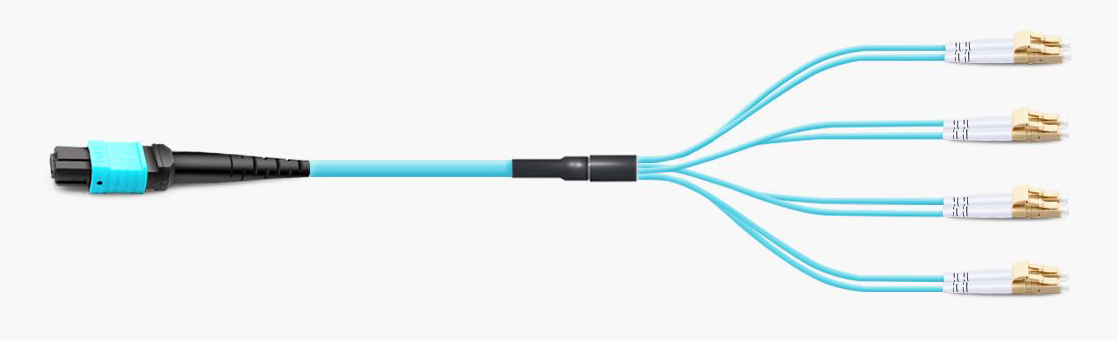 8 Fibers MTP to LC Breakout Cable Multimode OM4 1m | FiberMall