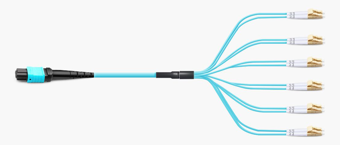 8 Fibers MTP to LC Breakout Cable Multimode OM4 1m | FiberMall