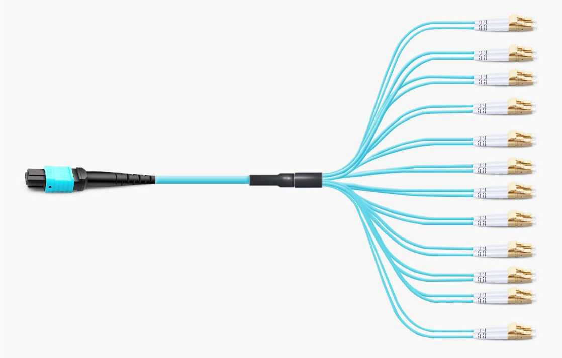 8 Fibers MTP to LC Breakout Cable Multimode OM4 1m | FiberMall