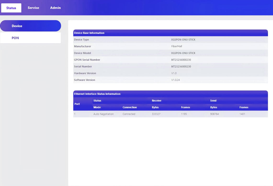 WAS-110 XGSPON ONU Stick SFP+ MAC Transceivers | FiberMall
