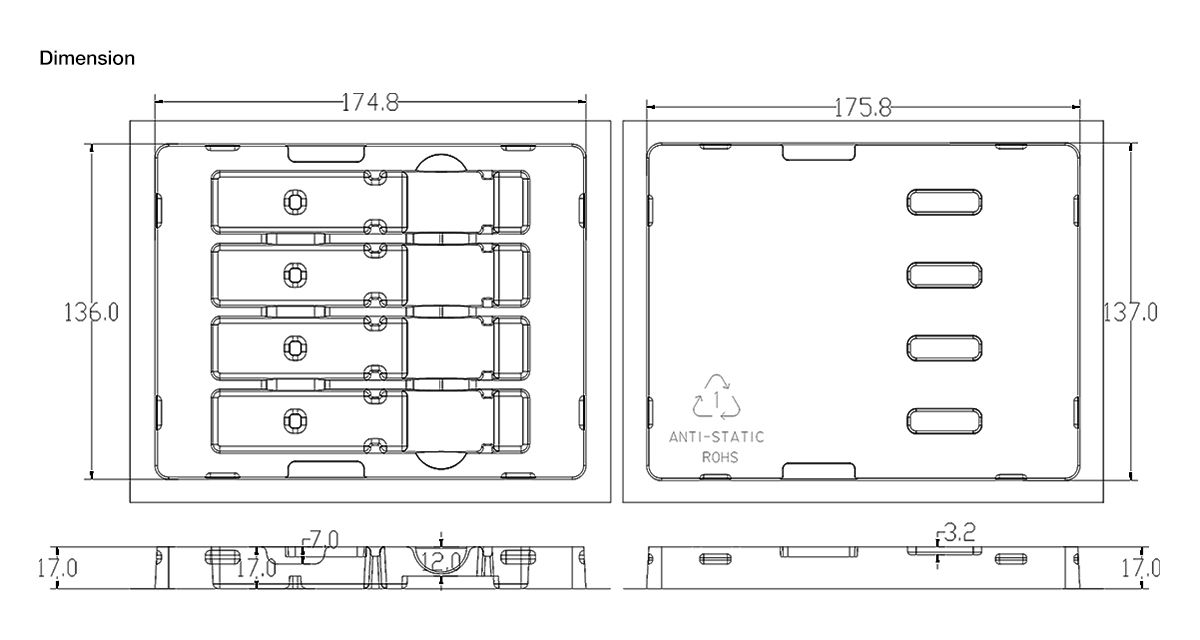 Anti-Static Packaging Tray for 4-count QSFP+ QSFP28 | FiebrMall