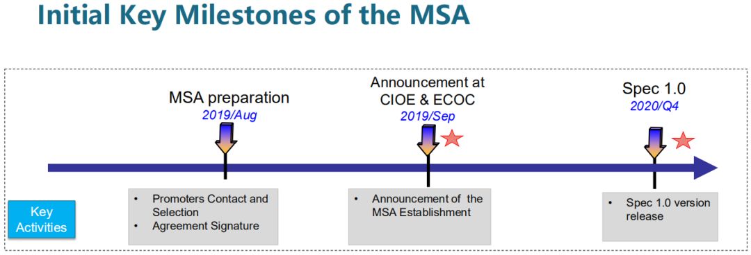 Initial key milestones of the MSA