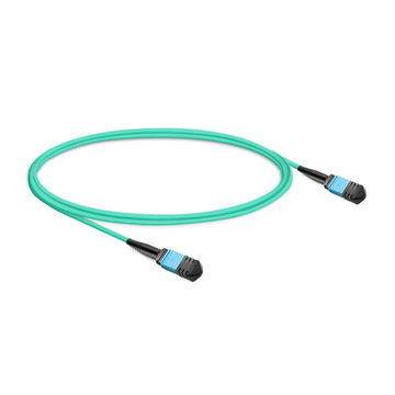 1m (3ft) 16 Fibers Female to Female MPO Trunk Cable Polarity B LSZH OM4 50/125 Multimode Fiber APC