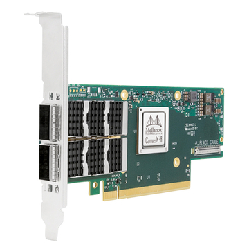 Плата адаптера NVIDIA Mellanox MCX653106A-ECAT ConnectX-6 InfiniBand/VPI, HDR100/EDR/100G, двухпортовый QSFP56, PCIe3.0/4.0 x16, высокий кронштейн