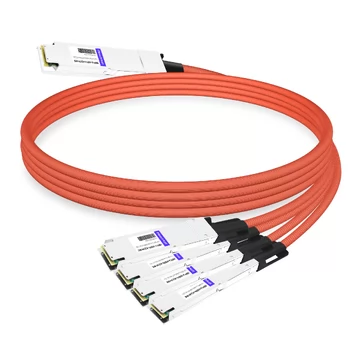 FiberMall OSFP1.6-4OSFP4-AC2.5M-RHS Compatible 2.5m (8.2ft) Twin-port 2x800G OSFP224 IHS/Finned Top to 4x400G OSFP224 RHS/Flat Top InfiniBand XDR Active Copper Splitter Cable