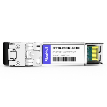 Brocade 25G-SFP28-BXD-I Compatible 25G BX BIDI SFP28 TX1330nm/RX1270nm 10km LC SMF DDM Industrial Transceiver Module