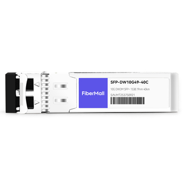 SFP-DW10G49-40C 10G DWDM SFP+ C49 100GHz 1538.19nm 40km LC SMF DDM Transceiver Module