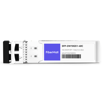 SFP-DW10G51-40C 10G DWDM SFP+ C51 100GHz 1536.61nm 40km LC SMF DDM Transceiver Module