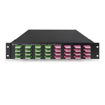 64×64 3D MEMS Optical Circuit Switches, 1550nm, G.657A2 fiber, LC/APC flange, 2U chassis, single power supply. RJ45/RS232, 220V.