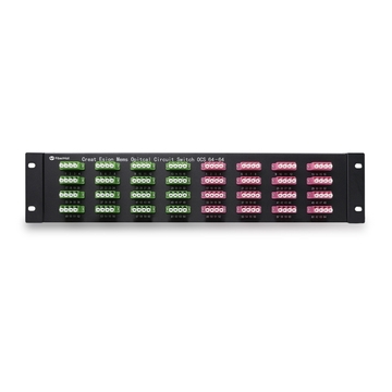 64×64 3D MEMS Optical Circuit Switches, 1550nm, G.657A2 fiber, LC/APC flange, 2U chassis, single power supply. RJ45/RS232, 220V.