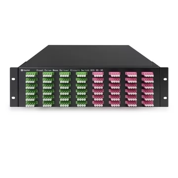 96×96 3D MEMS Optical Circuit Switches, 1550nm, G.657A2 fiber, LC/APC flange, 3U chassis, single power supply. RJ45/RS232, 220V.