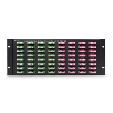 128×128 3D MEMS Optical Circuit Switches, 1550nm, G.657A2 fiber, LC/APC flange, 4U chassis, single power supply. RJ45/RS232, 220V.