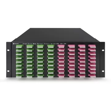 144×144 3D MEMS Optical Circuit Switches, 1550nm, G.657A2 fiber, LC/APC flange, 4.5U chassis, single power supply. RJ45/RS232, 220V.