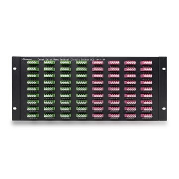 144×144 3D MEMS Optical Circuit Switches, 1550nm, G.657A2 fiber, LC/APC flange, 4.5U chassis, single power supply. RJ45/RS232, 220V.