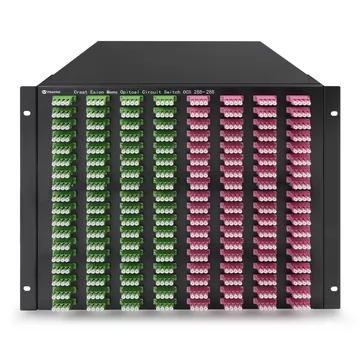 288×288 3D MEMS Optical Circuit Switches, 1550nm, G.657A2 fiber, LC/APC flange, 9U chassis, single power supply. RJ45/RS232, 220V.