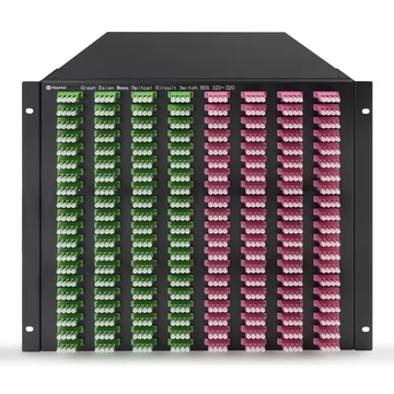 320×320 3D MEMS Optical Circuit Switches, 1550nm, G.657A2 fiber, LC/APC flange, 10U chassis, single power supply. RJ45/RS232, 220V.