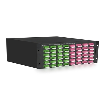 96×96 3D MEMS Optical Circuit Switches, 1550nm, G.657A2 fiber, LC/APC flange, 3U chassis, single power supply. RJ45/RS232, 220V.